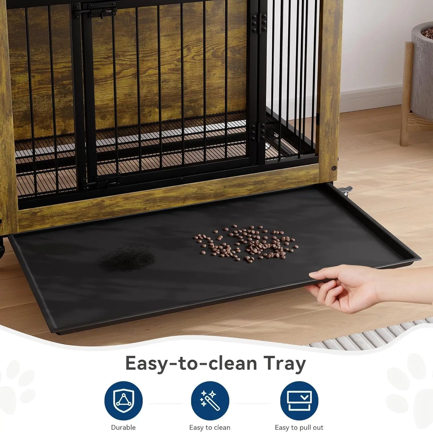 ANIXOL Wooden Dog Crate Furniture End Table With Safety Lock