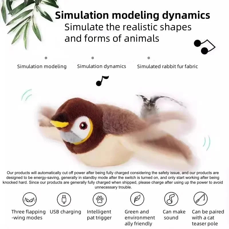 Touch Activated Simulated Bird Interactive Pet Plush Toy