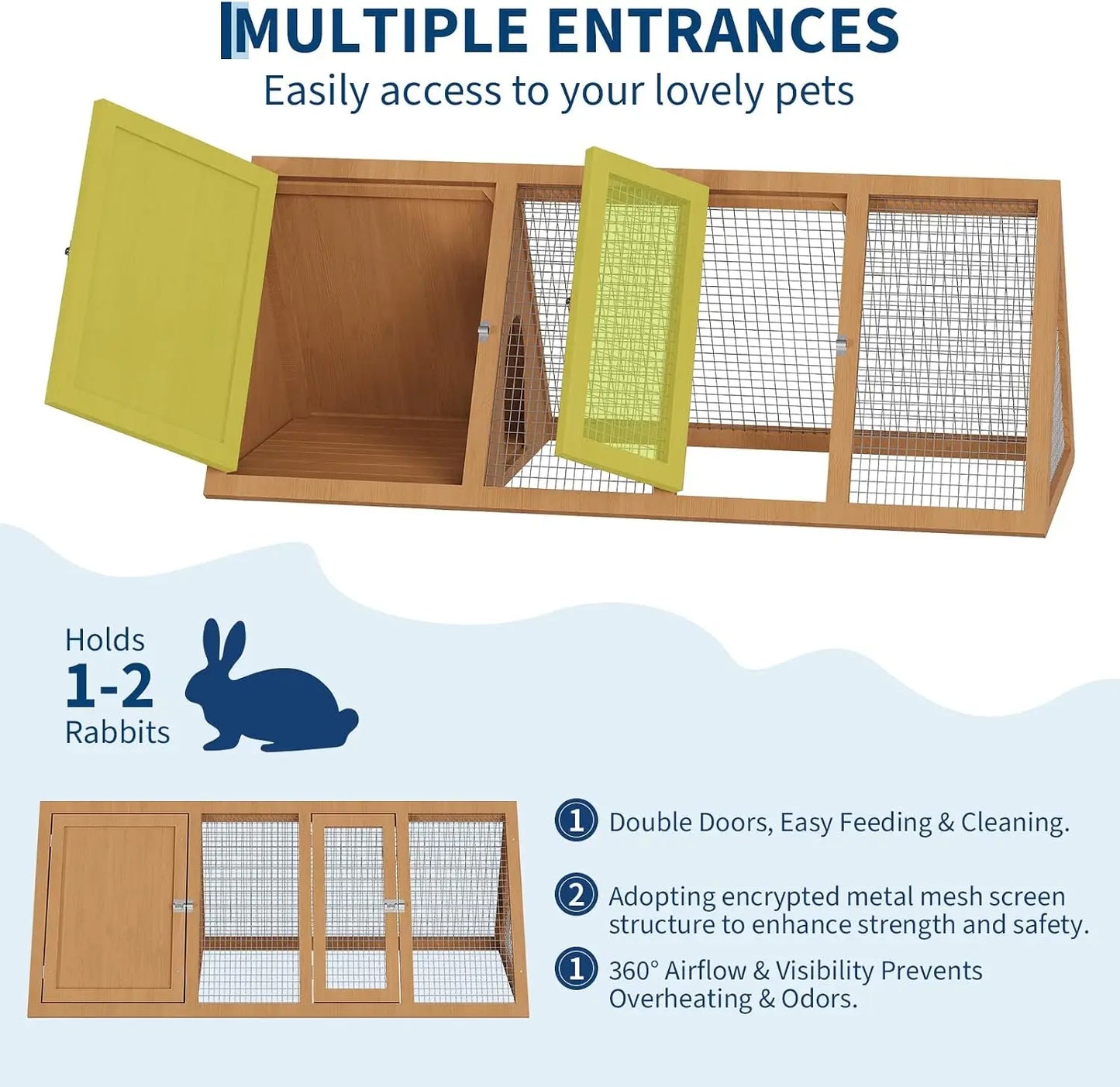 Durable Wooden Rabbit Hutch And Quail Coop With Ventilated Run