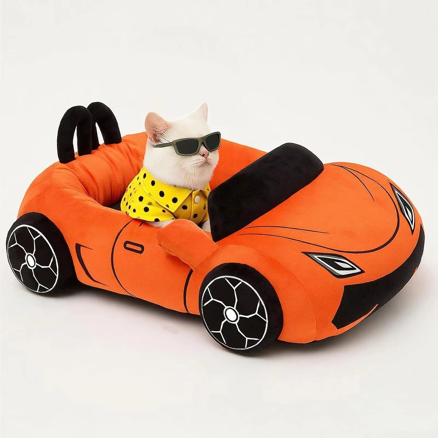 CWV Coral Fleece Supercar Cat Bed With Pillow For Kittens