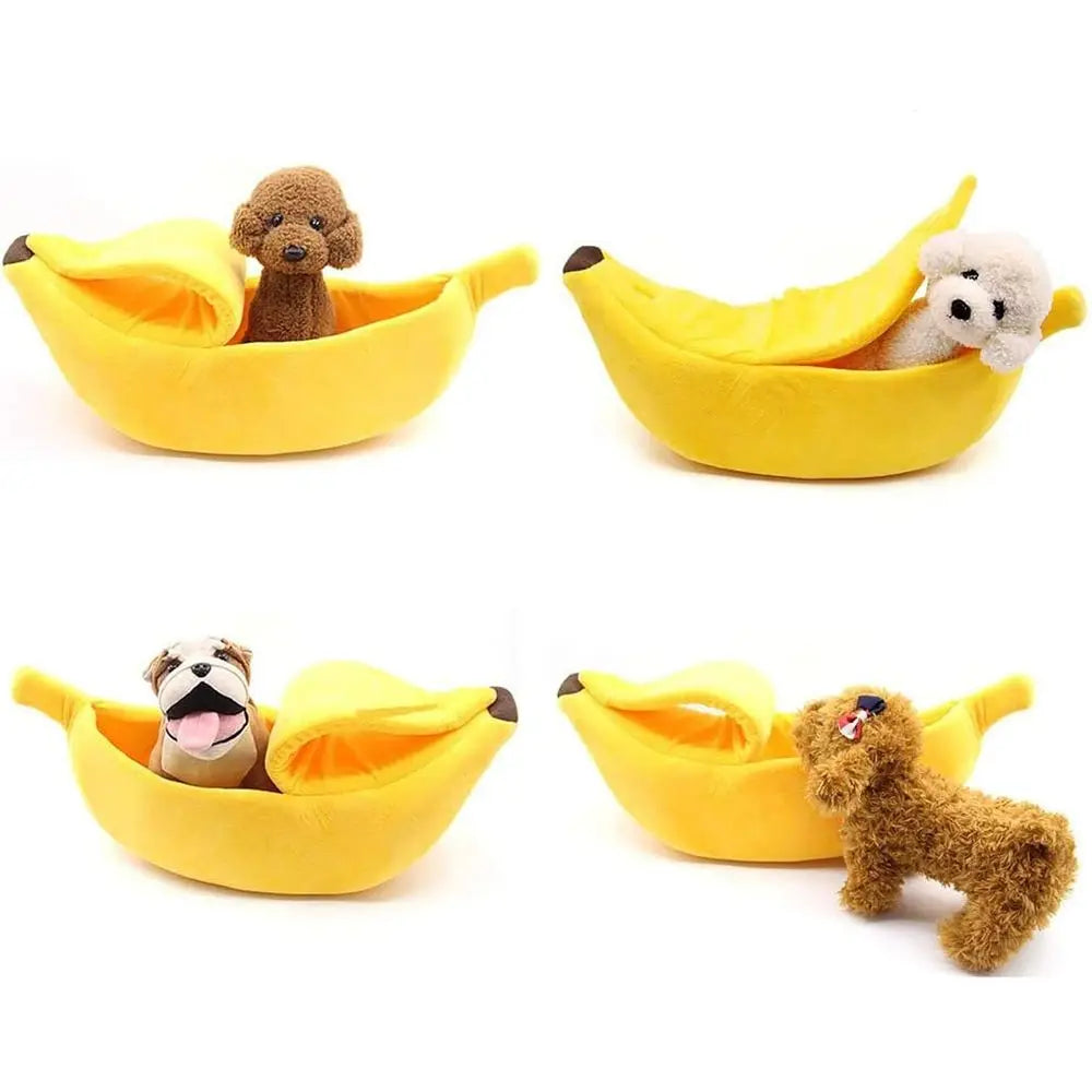 Cozy Winter Banana Pet Bed With Soft Coral Fleece Cover