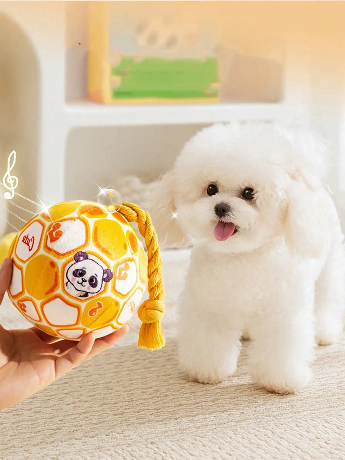 Durable Squeaky Interactive Cloth Dog Toy Ball With Rope