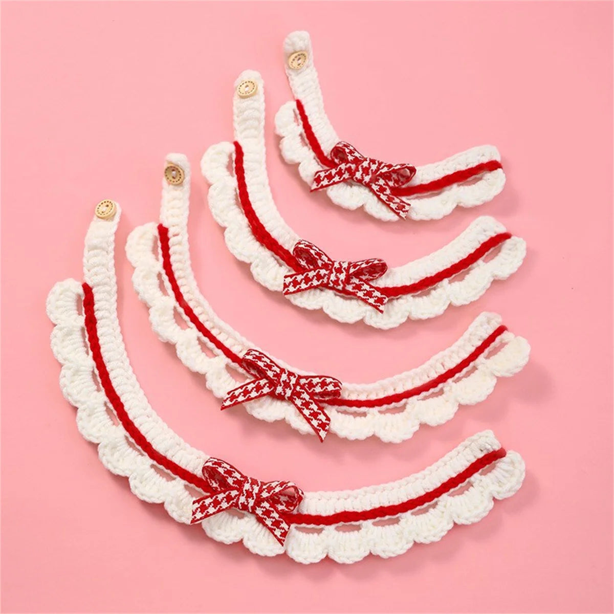 Decorative Bow Knot Handknit Pet Collar For Puppies