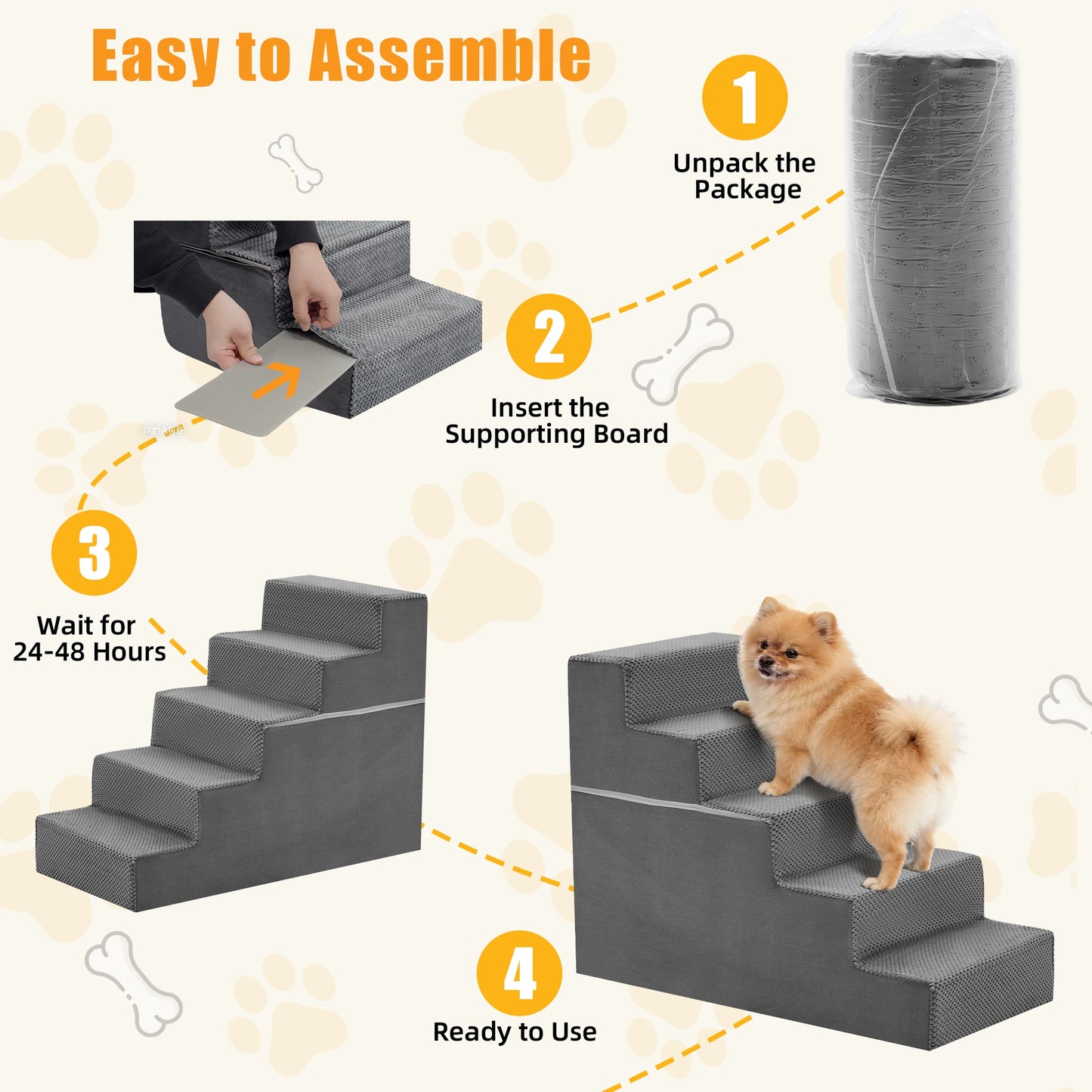 Soft Curved Dog Stairs For Pets Indoor Non Slip Ramp