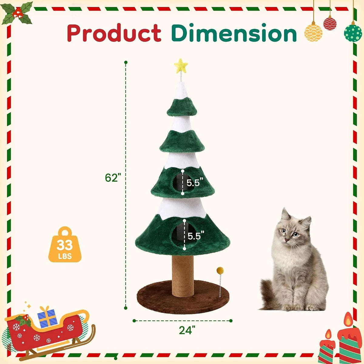 Heavy Duty Wooden Cat Tree With Sisal Scratching Posts