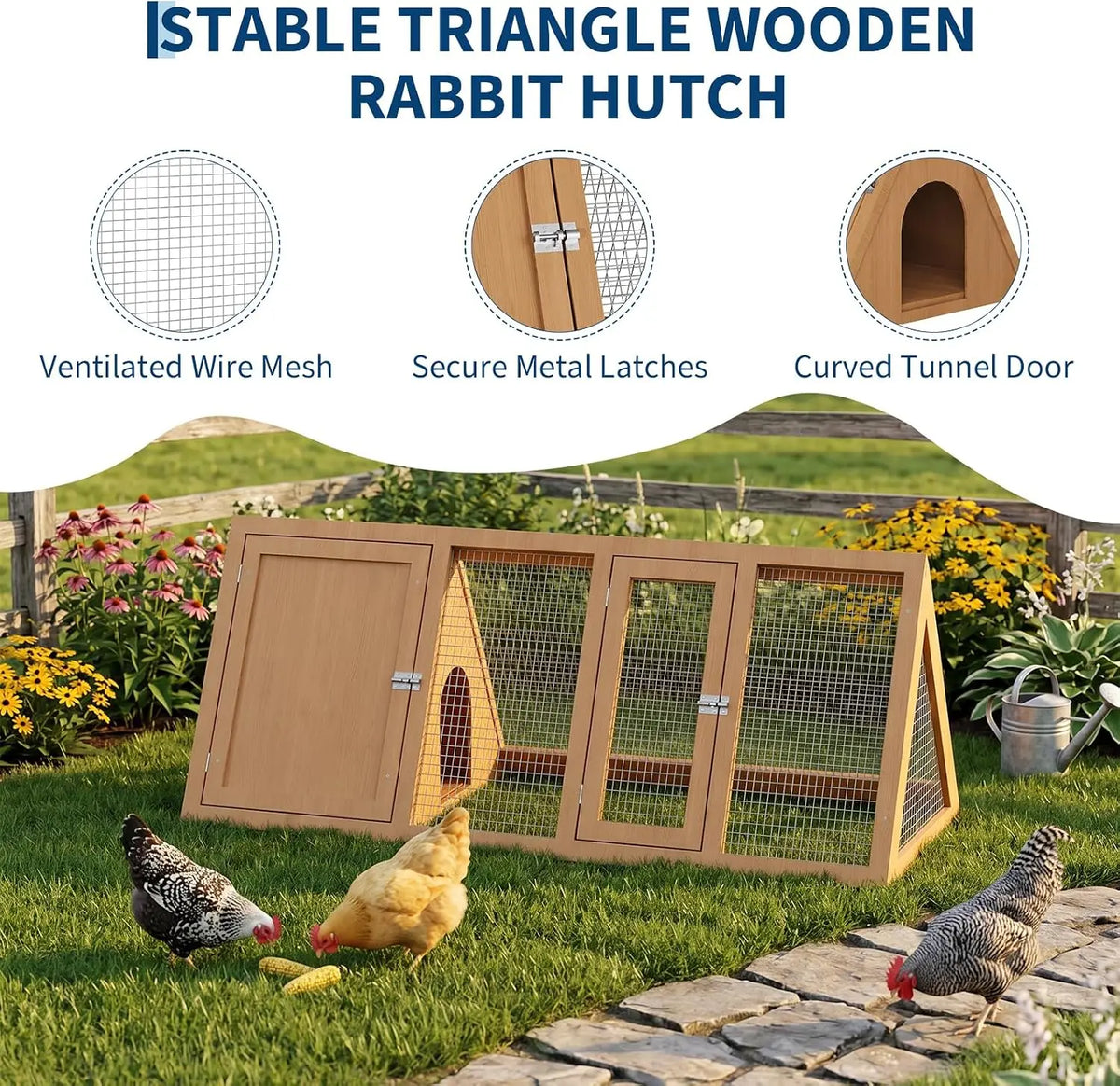 Durable Wooden Rabbit Hutch And Quail Coop With Ventilated Run