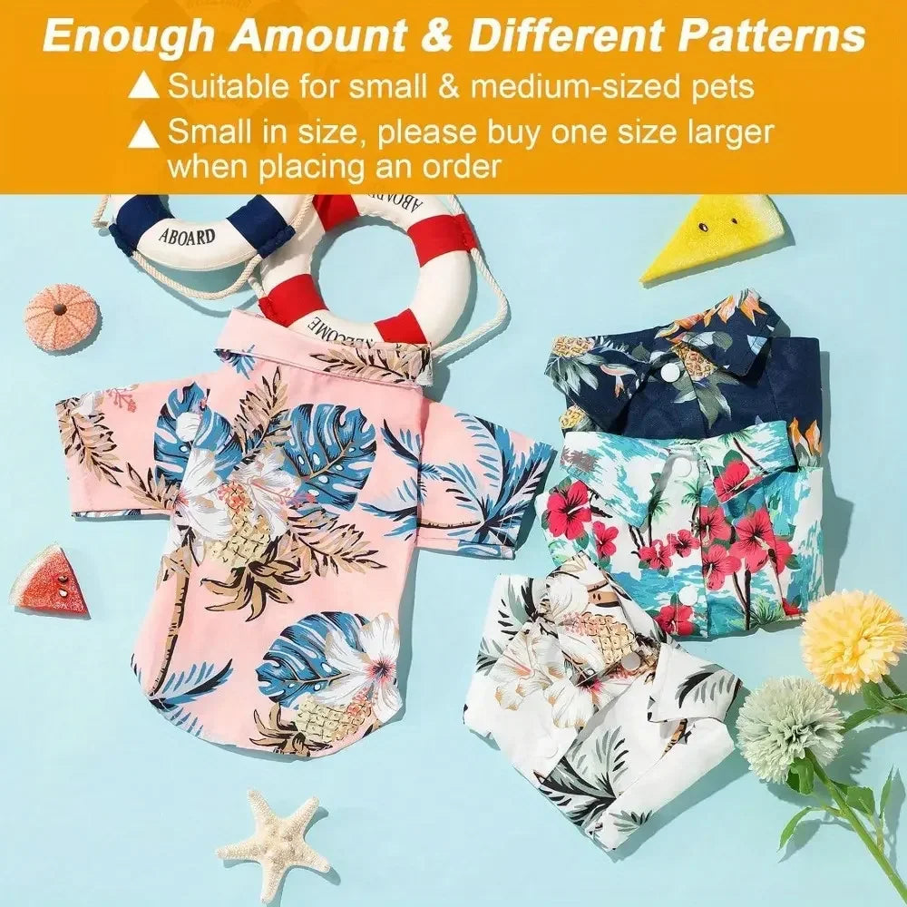 Breathable Hawaiian Floral Pet Shirts Set For Dogs And Cats
