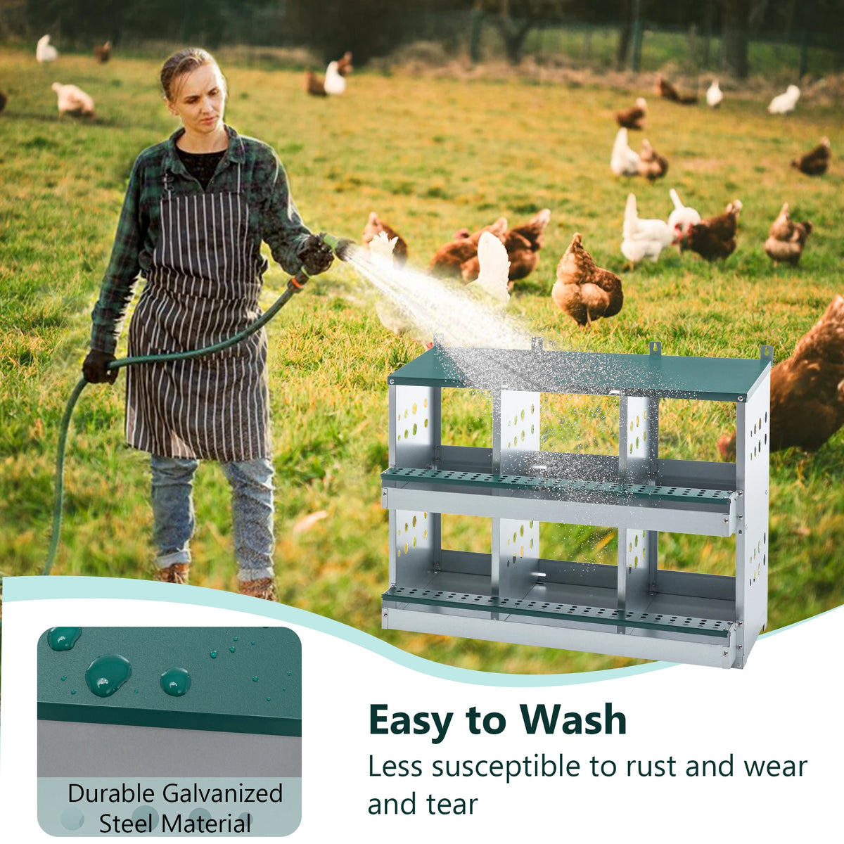 Gihauvia Galvanized Steel Roll Away Chicken Nesting Box For Coops