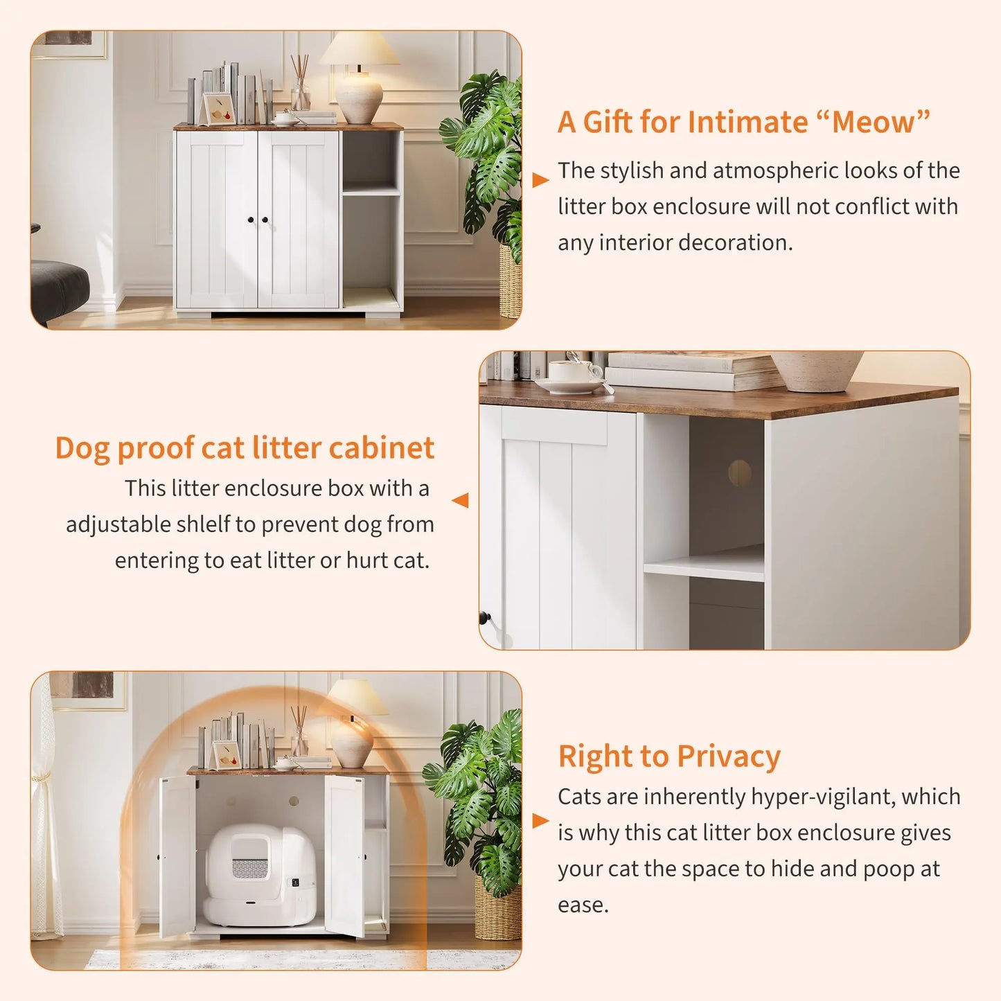 HiMISS Cat Litter Enclosure Litter Robot 3/4 Power Outlet
