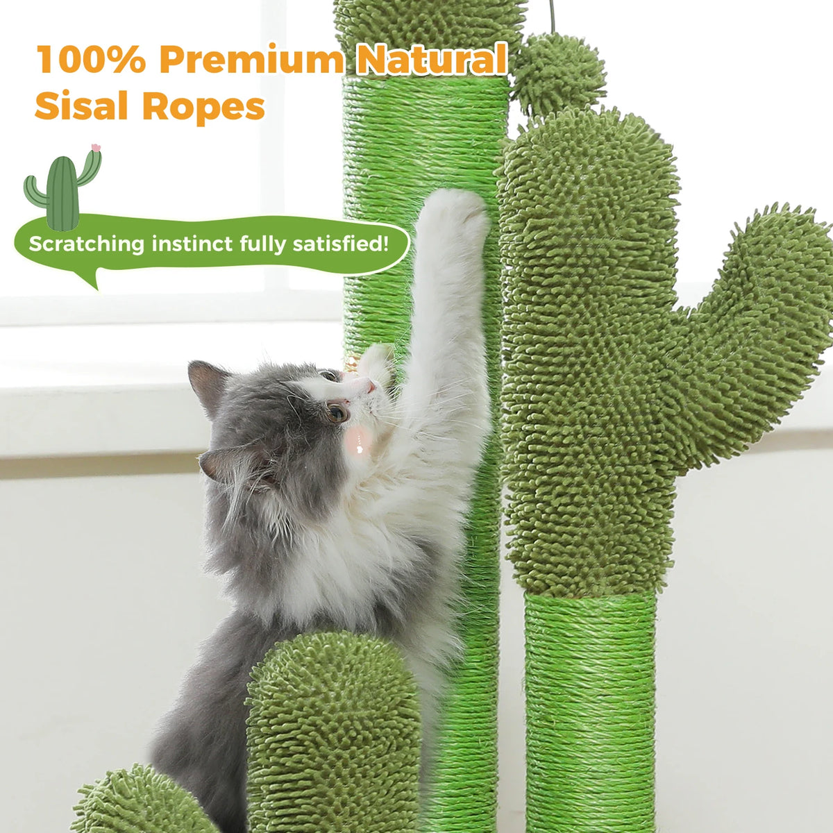 PAWZ Road Tall Cat Scratching Post With Sisal Poles And Ball