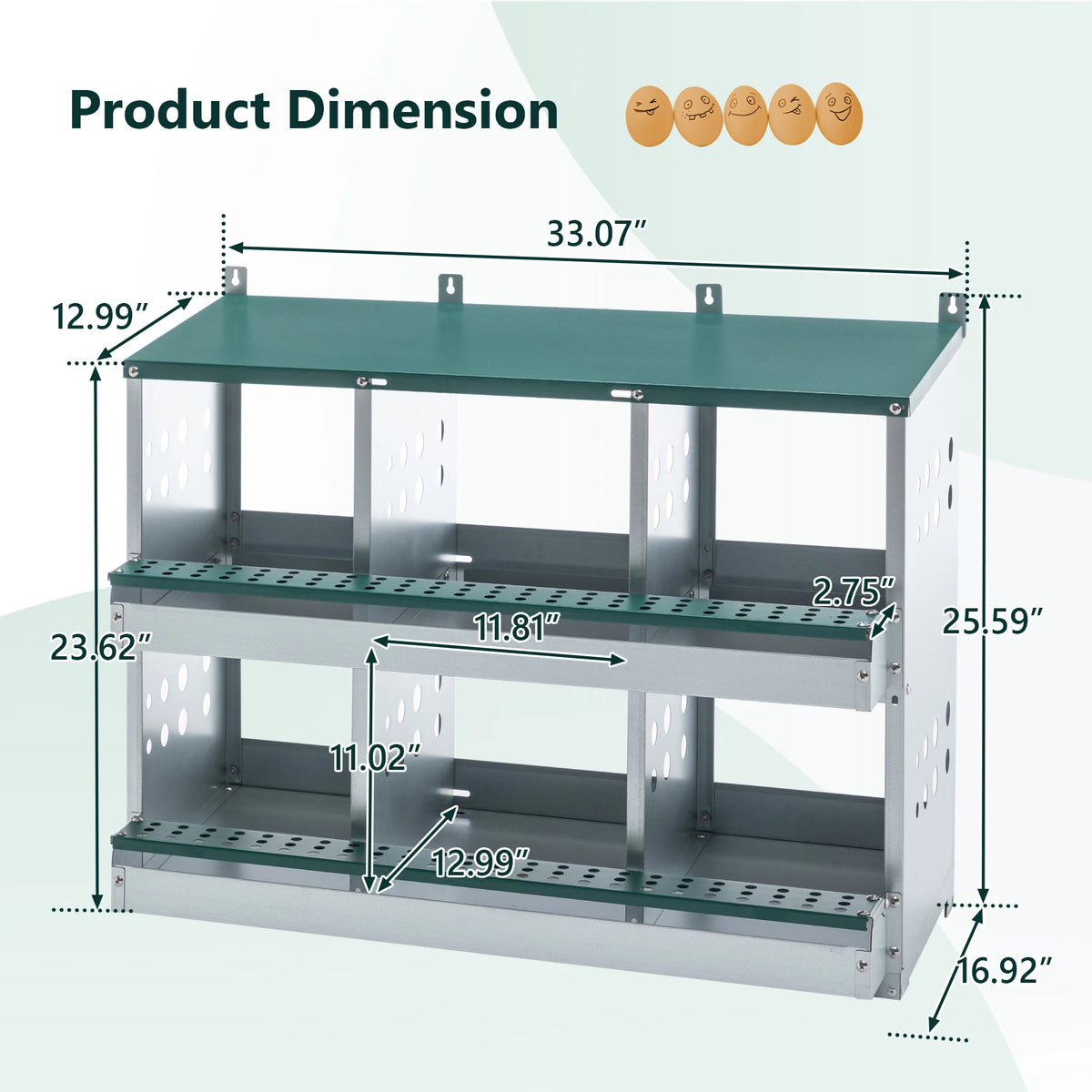 Gihauvia Galvanized Steel Roll Away Chicken Nesting Box For Coops