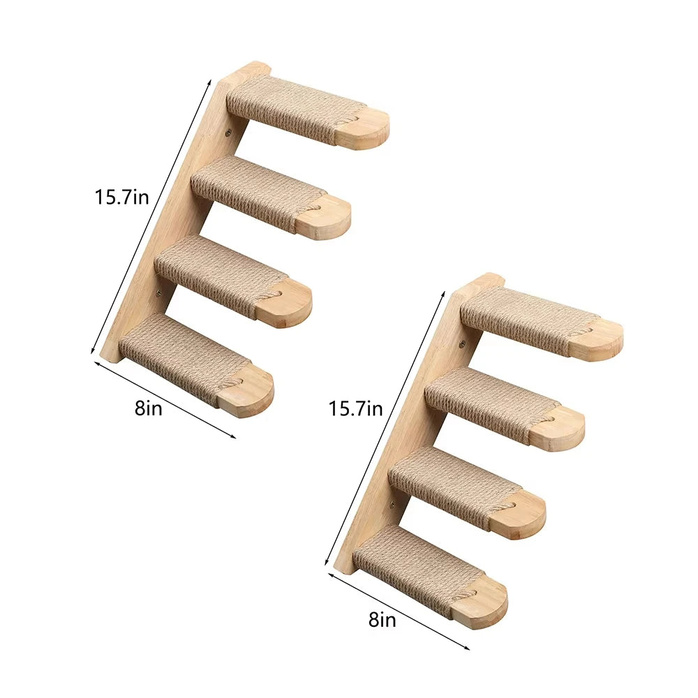Wall Mounted Cat Rope Bridge With Sisal And Solid Wood