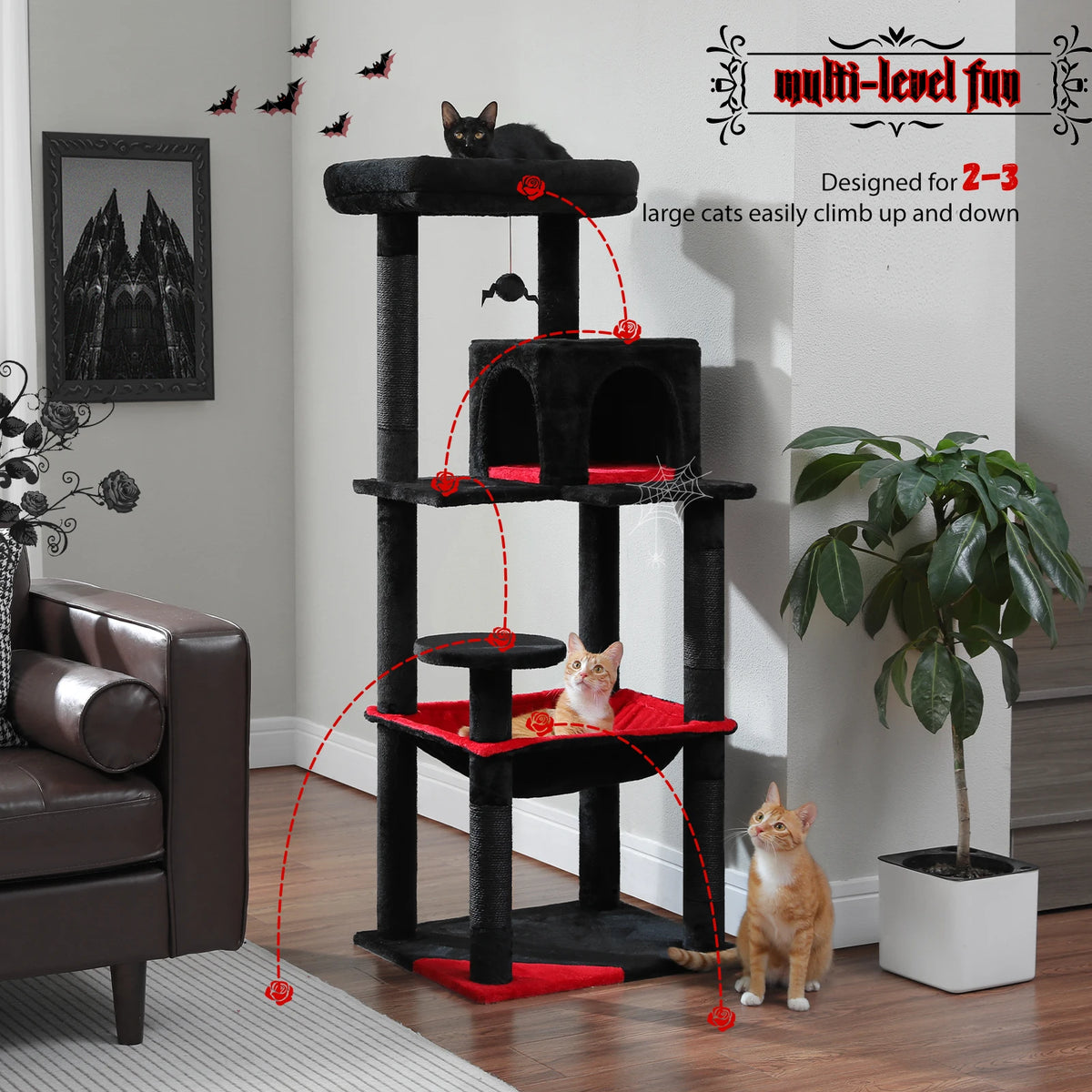 PAWZ Road Gothic Cat Tree With Hammock And Scratching Posts