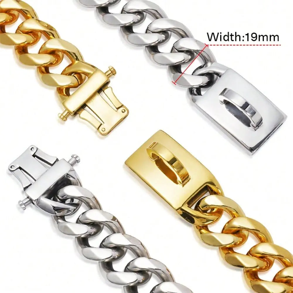 Stainless Steel Dog Collar Buckle Lock Training Chain Pets