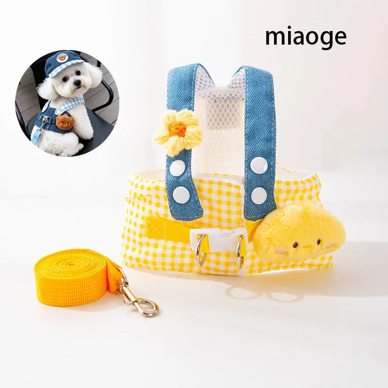 Breathable Pet Harness Vest With Leash For Small Pets
