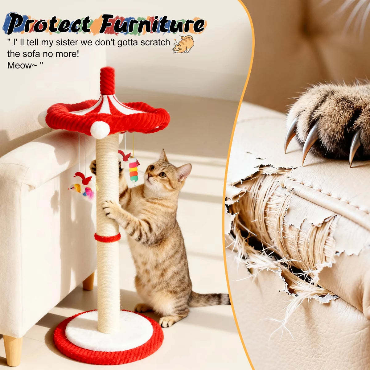 CWV Interactive Cat Tree Tower Featuring Rotating Feather Teaser