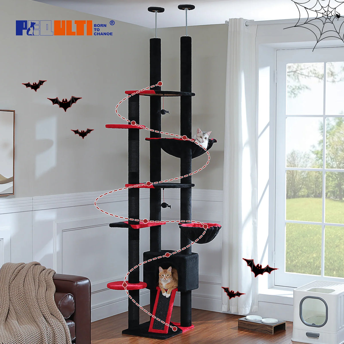 PAWZ Road Adjustable Height Cat Tree With Sisal Scratching Posts