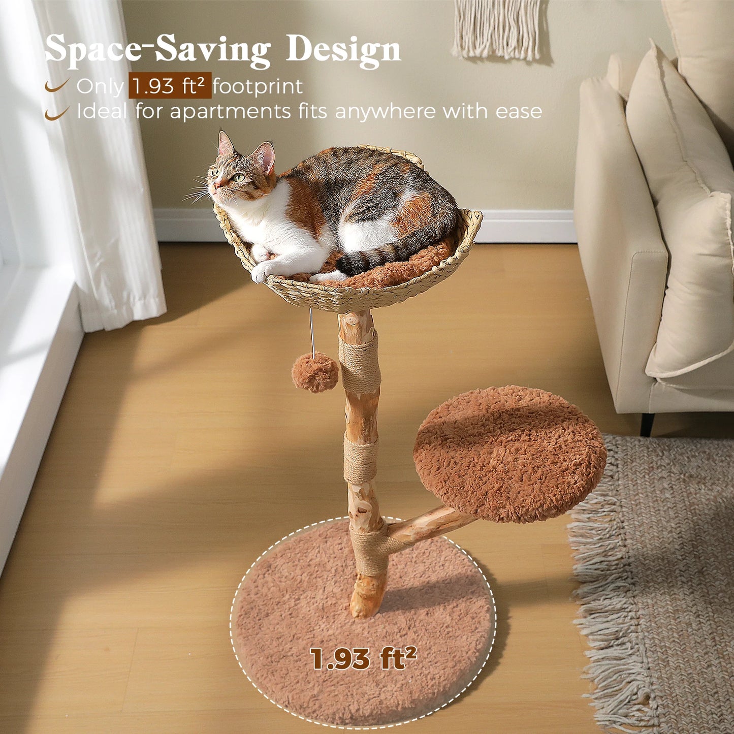 PAWZ Road Cat Tree With Wicker Bed And Sisal Posts