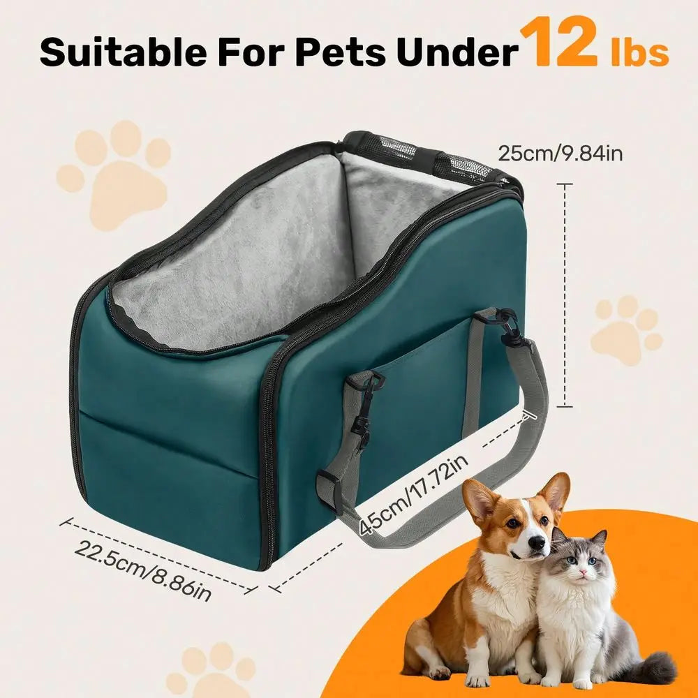 Pet Booster Car Seat With Fixed Leash And Adjustable Straps